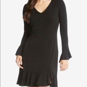 LBD Karen Kane bell sleeve ruffle dress